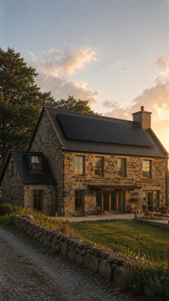 Home fitted with solar panels